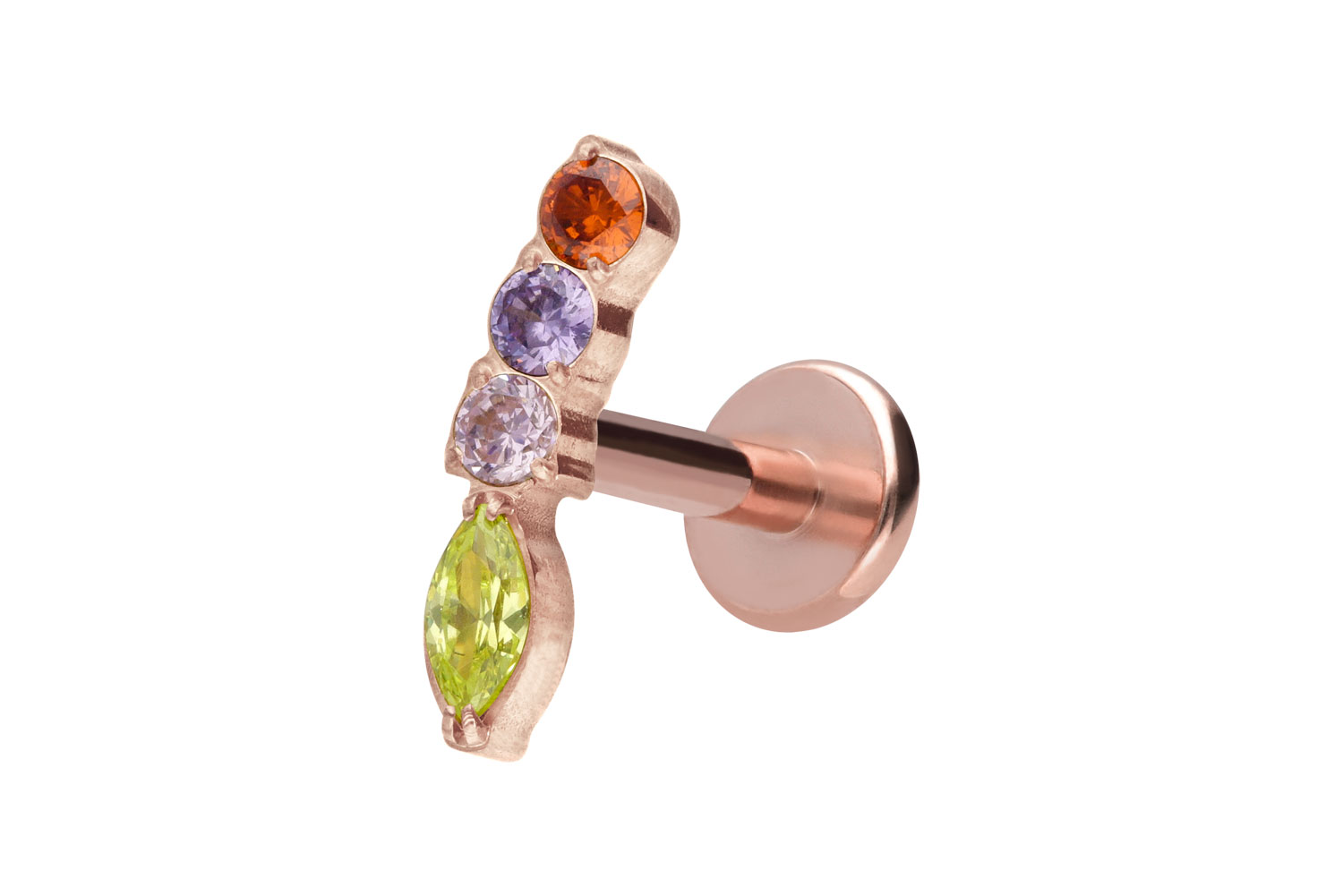 Titan Labret Piercing mit Innengewinde BUNTER KRISTALLBOGEN